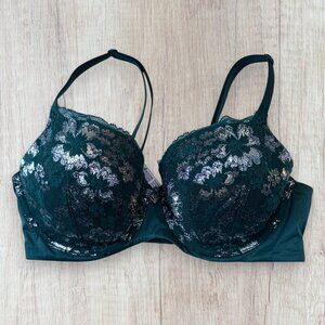VICTORIA'S SECRET Teal Lace Metallic Padded Bra 36D